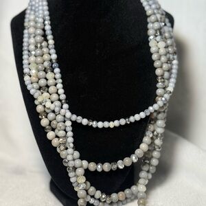 Elegant Multi-Strand Gray Beaded Necklace
